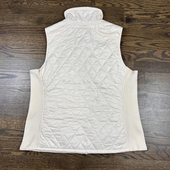 L.L. Bean Vest Womens Large White Quilted Fleece Lined Zip Pockets Sherpa - Picture 8 of 8